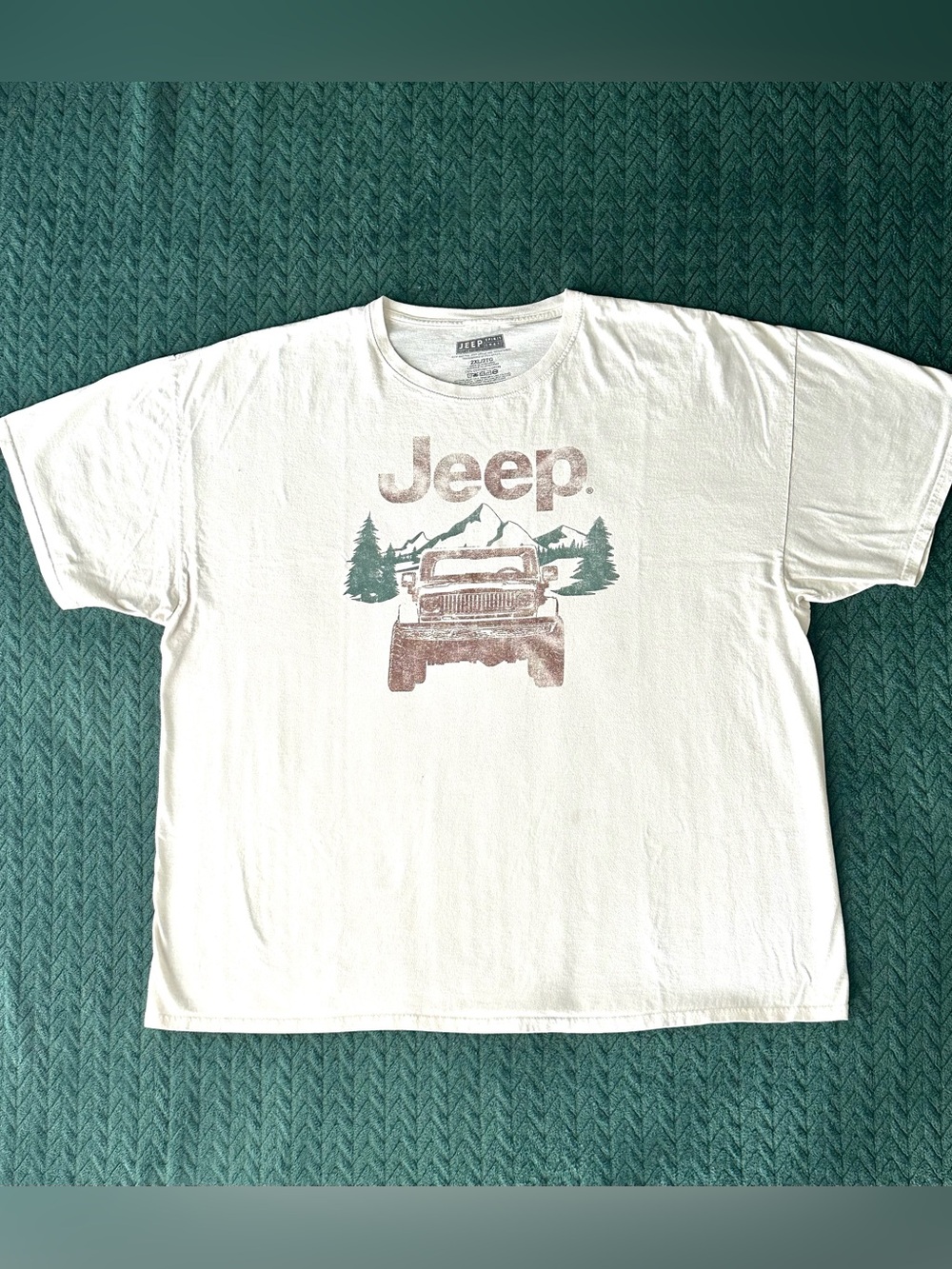 Jeep Spirit Mens Off White Graphic T-Shirt 2XL Vintage Style Tee Size L